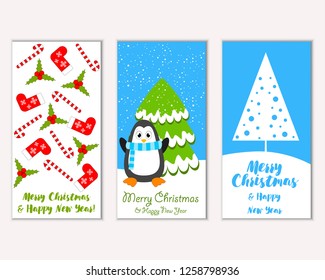 Vector illustration of winter holidays greeting cards