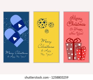 Vector illustration of winter holidays greeting cards