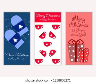 Vector illustration of winter holidays greeting cards