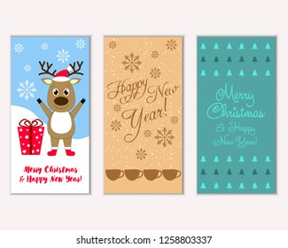 Vector illustration of winter holidays greeting cards
