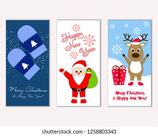 Vector illustration of winter holidays greeting cards
