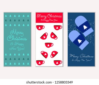 Vector illustration of winter holidays greeting cards