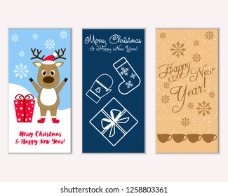 Vector illustration of winter holidays greeting cards