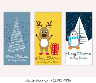 Vector illustration of winter holidays greeting cards