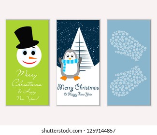 Vector illustration of winter holidays greeting cards