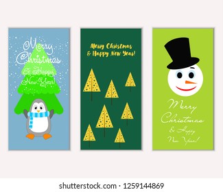 Vector illustration of winter holidays greeting cards