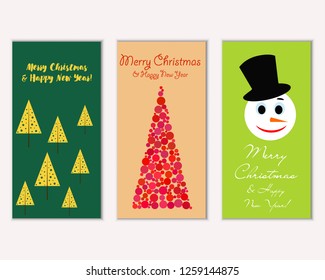 Vector illustration of winter holidays greeting cards