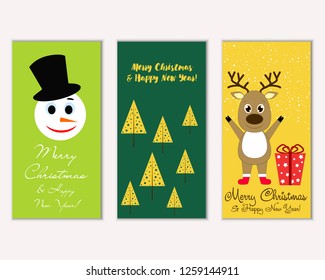Vector illustration of winter holidays greeting cards