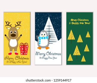 Vector illustration of winter holidays greeting cards