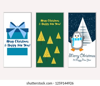Vector illustration of winter holidays greeting cards