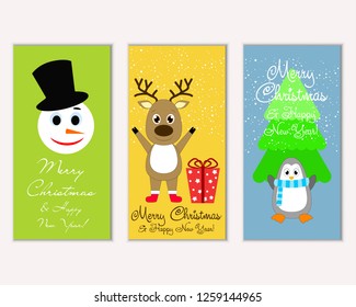 Vector illustration of winter holidays greeting cards