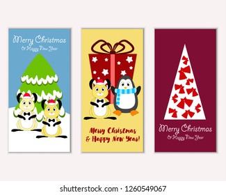 Vector illustration of winter holidays greeting cards