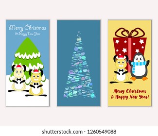 Vector illustration of winter holidays greeting cards