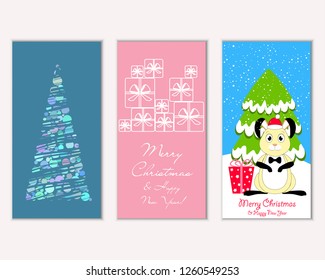 Vector illustration of winter holidays greeting cards