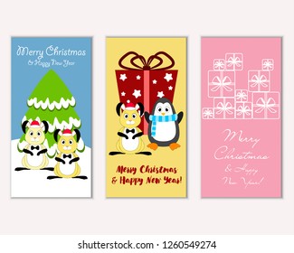 Vector illustration of winter holidays greeting cards