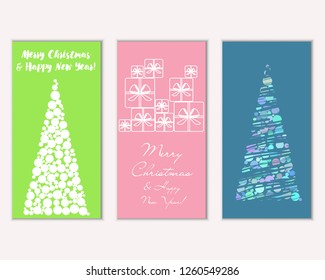 Vector illustration of winter holidays greeting cards