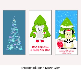 Vector illustration of winter holidays greeting cards