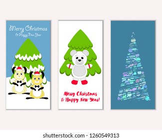 Vector illustration of winter holidays greeting cards
