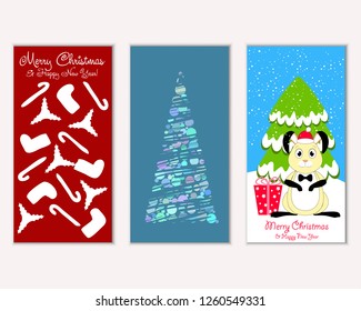 Vector illustration of winter holidays greeting cards