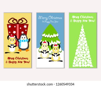 Vector illustration of winter holidays greeting cards