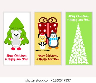 Vector illustration of winter holidays greeting cards