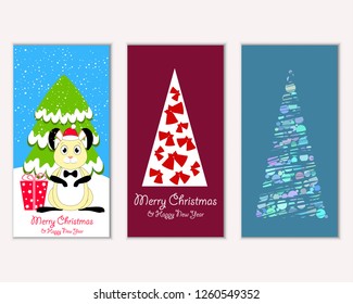 Vector illustration of winter holidays greeting cards