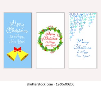 Vector illustration of winter holidays greeting cards