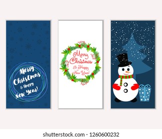 Vector illustration of winter holidays greeting cards