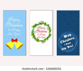 Vector illustration of winter holidays greeting cards