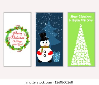 Vector illustration of winter holidays greeting cards
