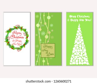 Vector illustration of winter holidays greeting cards