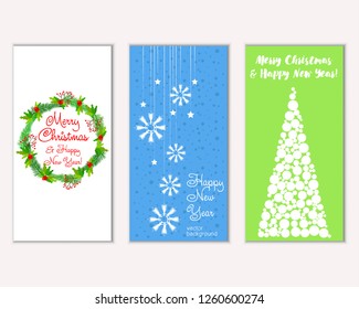 Vector illustration of winter holidays greeting cards