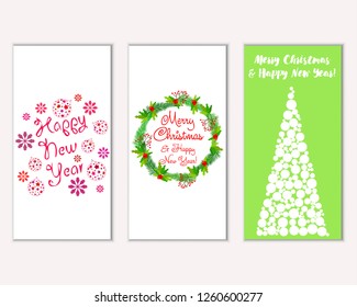 Vector illustration of winter holidays greeting cards