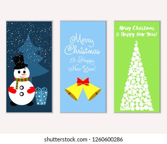 Vector illustration of winter holidays greeting cards