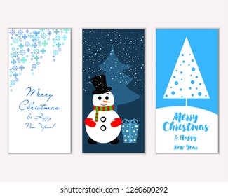 Vector illustration of winter holidays greeting cards