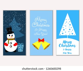 Vector illustration of winter holidays greeting cards