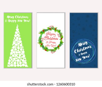 Vector illustration of winter holidays greeting cards