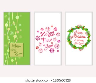 Vector illustration of winter holidays greeting cards
