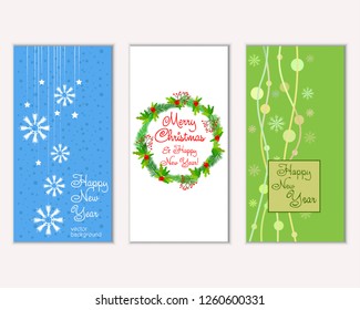 Vector illustration of winter holidays greeting cards