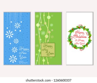 Vector illustration of winter holidays greeting cards