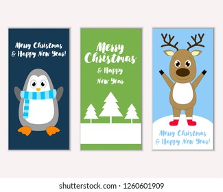 Vector illustration of winter holidays greeting cards