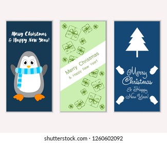 Vector illustration of winter holidays greeting cards