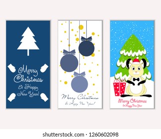 Vector illustration of winter holidays greeting cards