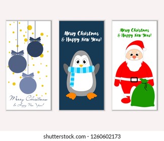 Vector illustration of winter holidays greeting cards