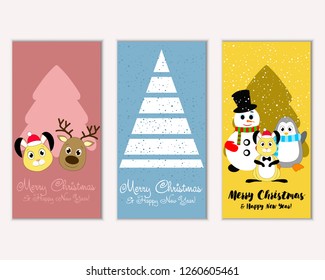 Vector illustration of winter holidays greeting cards