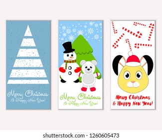 Vector illustration of winter holidays greeting cards