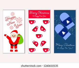 Vector illustration of winter holidays greeting cards