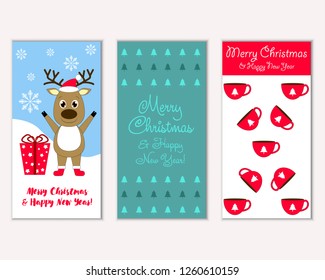 Vector illustration of winter holidays greeting cards