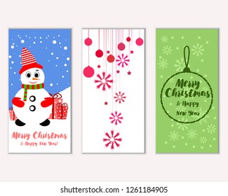 Vector illustration of winter holidays greeting cards