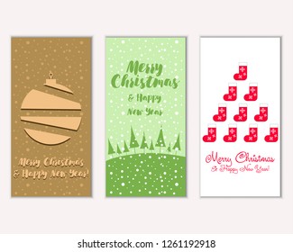Vector illustration of winter holidays greeting cards